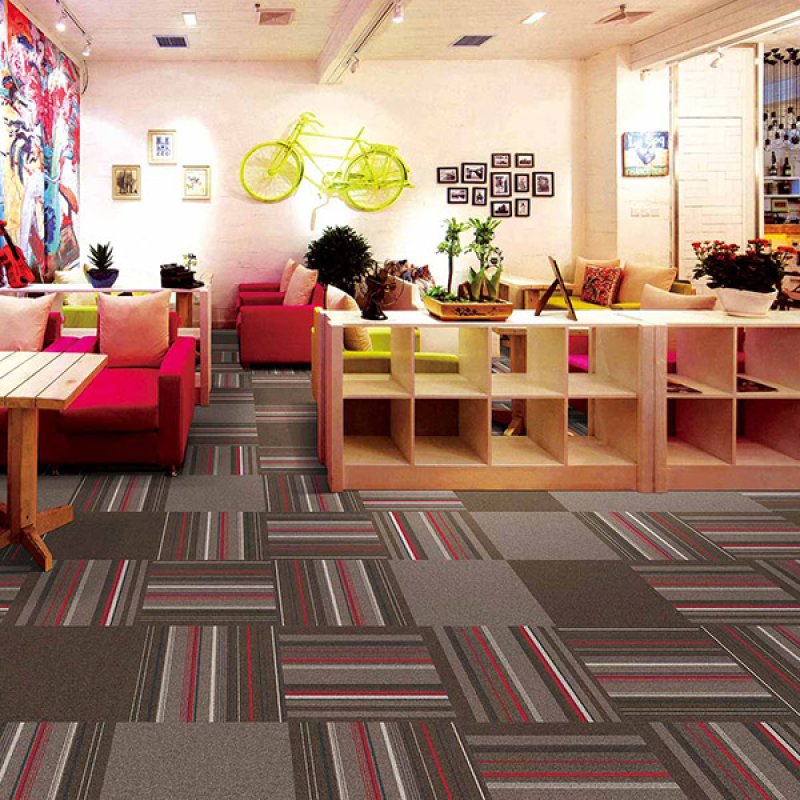 High quality fireproof PVC backing commercial office floor woolen gray carpet tiles 50X50-1081