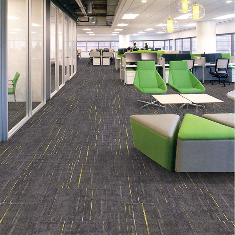 Hot sale PVC simple stripes fireproof removable sound insulation non-slip office carpet tiles-1224