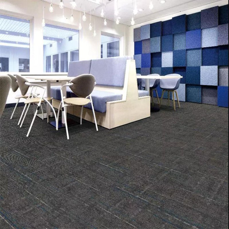 Hot sale PVC simple stripes fireproof removable sound insulation non-slip office carpet tiles-1225