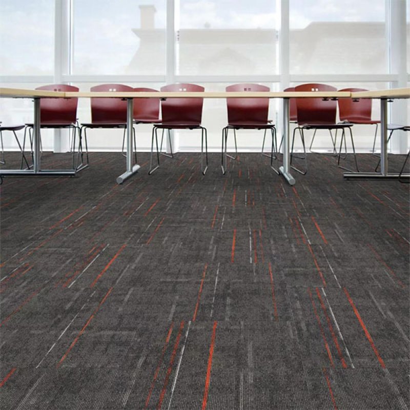 Hot sale PVC simple stripes fireproof removable sound insulation non-slip office carpet tiles-1226